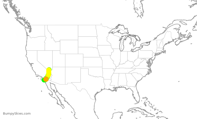 Turbulence forecast map for SWA554, LAS to SAN