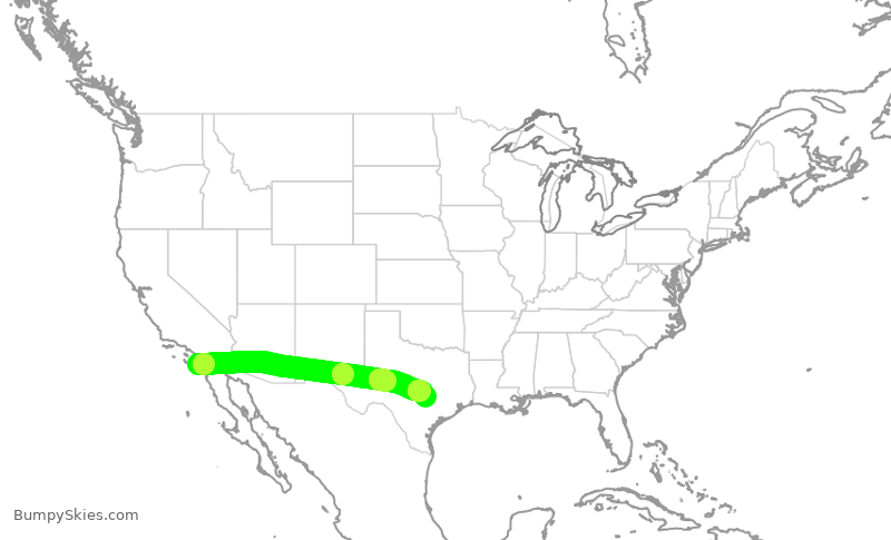 Turbulence forecast map for SWA554, SAN to AUS