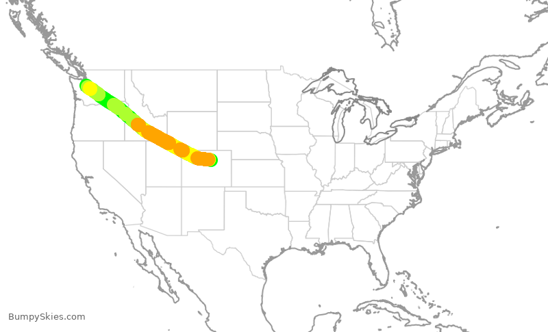 Turbulence forecast map for SWA555, DEN to SEA