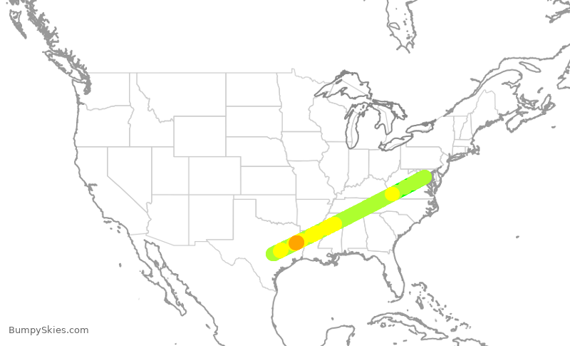 Turbulence forecast map for SWA55, DCA to AUS