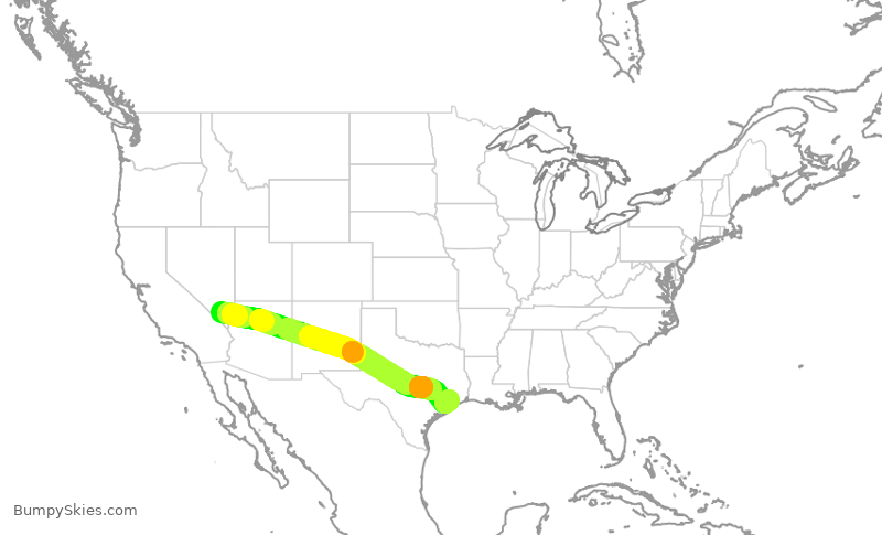 Turbulence forecast map for SWA561, LAS to HOU
