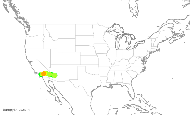 Turbulence forecast map for SWA564, PHX to SNA