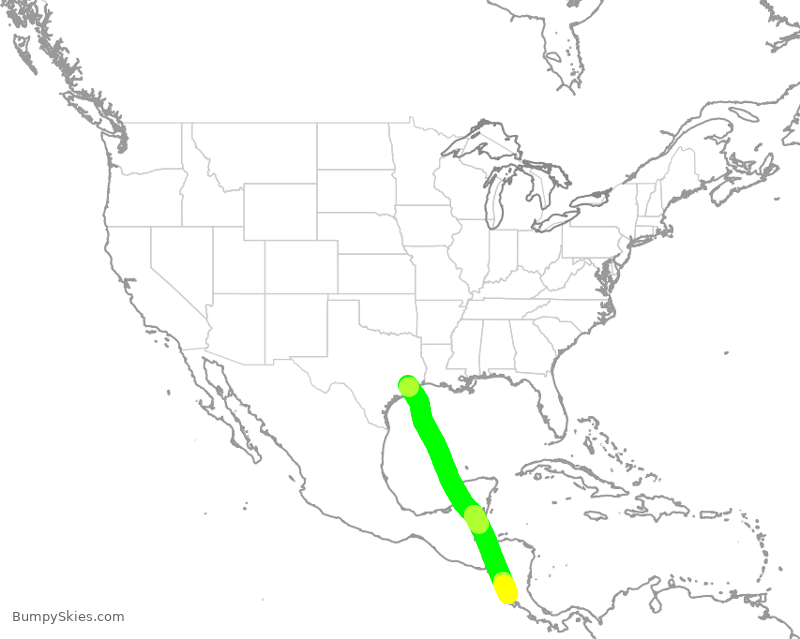 Turbulence forecast map for SWA566, HOU to LIR