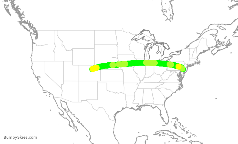 Turbulence forecast map for SWA570, PHL to DEN