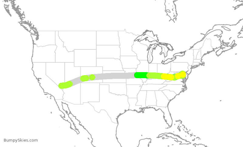 Turbulence forecast map for SWA575, LAS to BWI