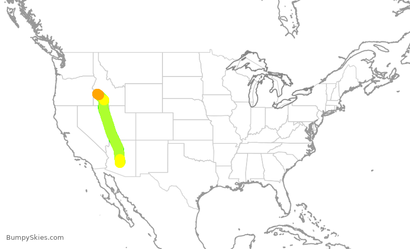 Turbulence forecast map for SWA577, PHX to BOI
