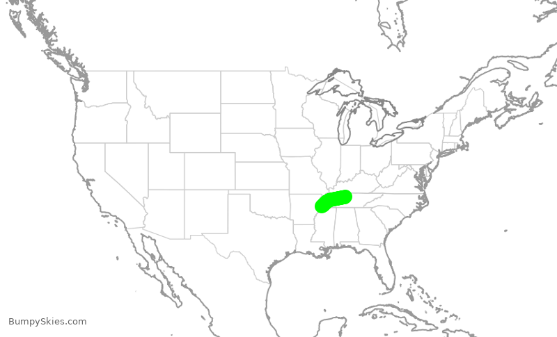 Turbulence forecast map for SWA578, BNA to MEM