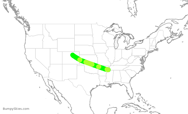 Turbulence forecast map for SWA579, MEM to DEN