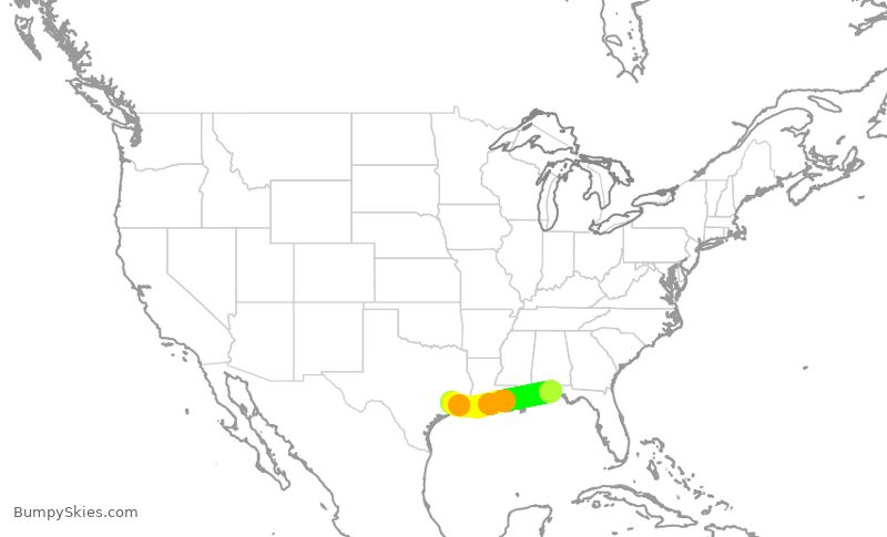 Turbulence forecast map for SWA580, VPS to HOU