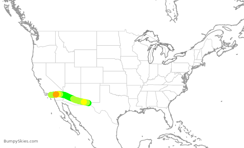 Turbulence forecast map for SWA585, ELP to LAX
