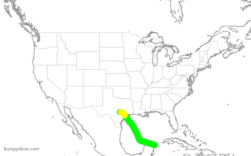 Turbulence forecast map for SWA587, MUN to AUS