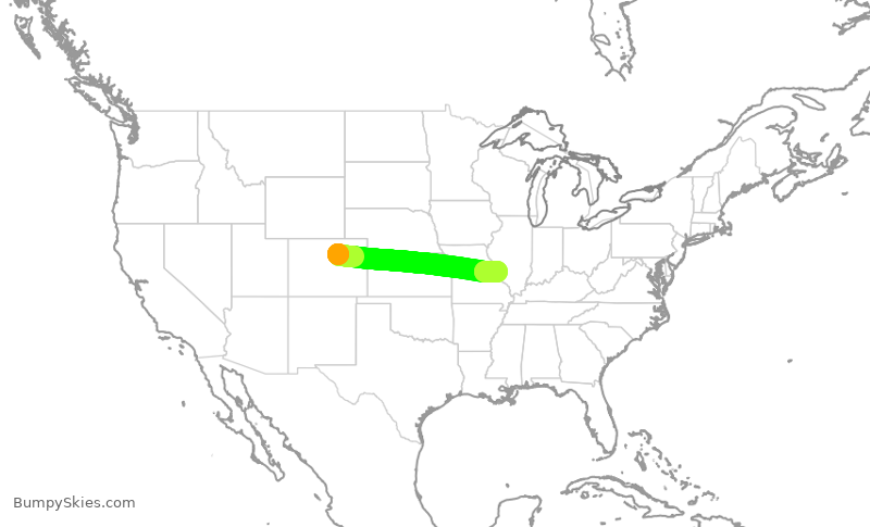 Turbulence forecast map for SWA596, DEN to STL
