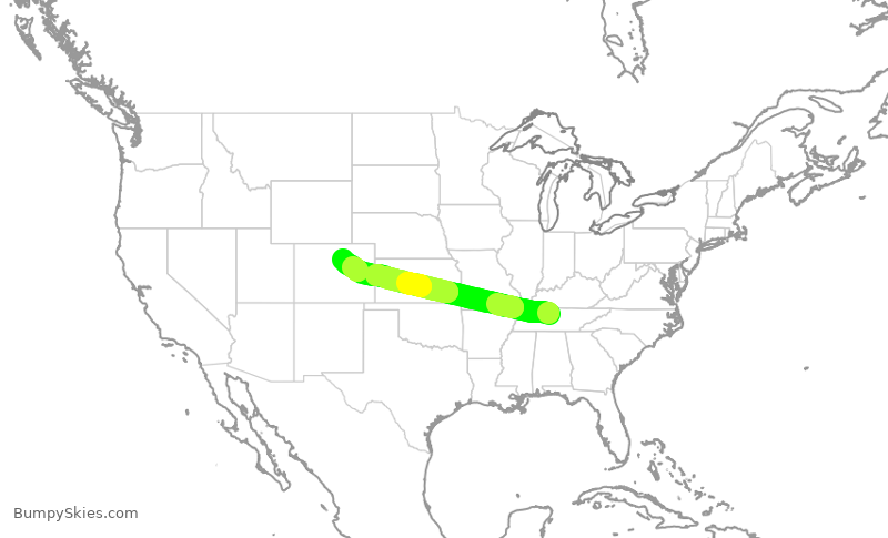Turbulence forecast map for SWA597, BNA to DEN