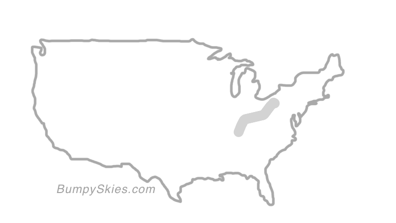 Map of continental US with illustrated flight path and turbulence forecast (described in text below)