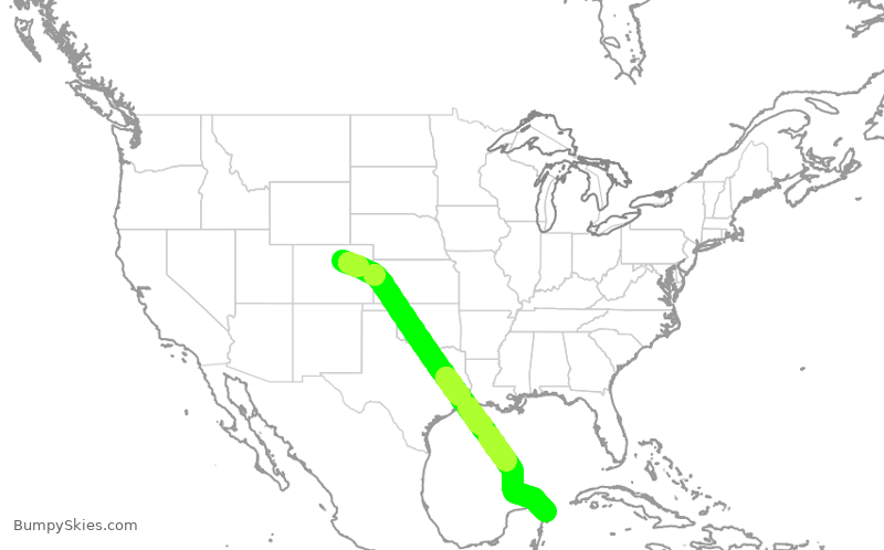 Turbulence forecast map for SWA601, DEN to MUN