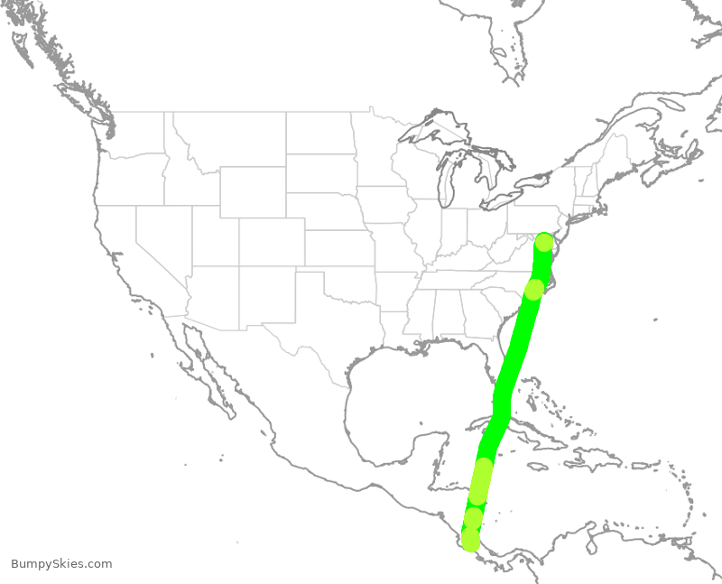 Turbulence forecast map for SWA602, BWI to ROC
