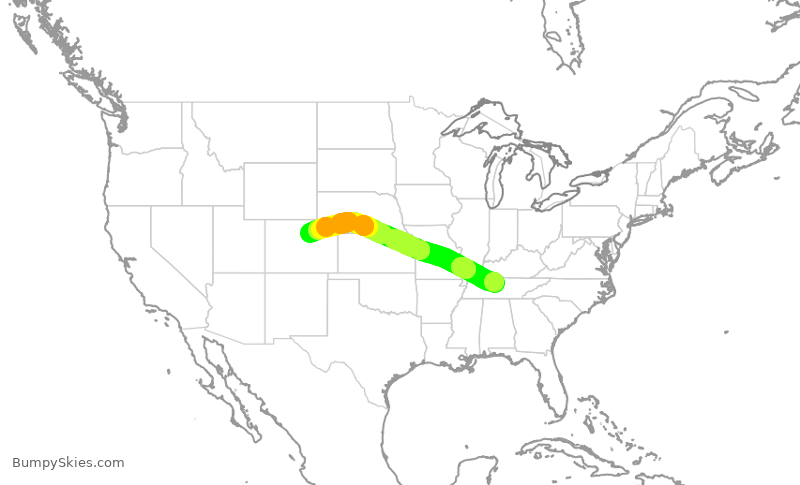 Turbulence forecast map for SWA608, BNA to DEN