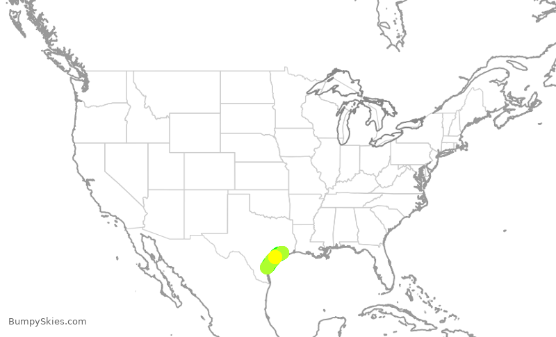 Turbulence forecast map for SWA60, CRP to HOU
