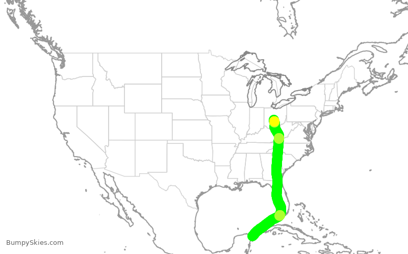 Turbulence forecast map for SWA612, CMH to MUN