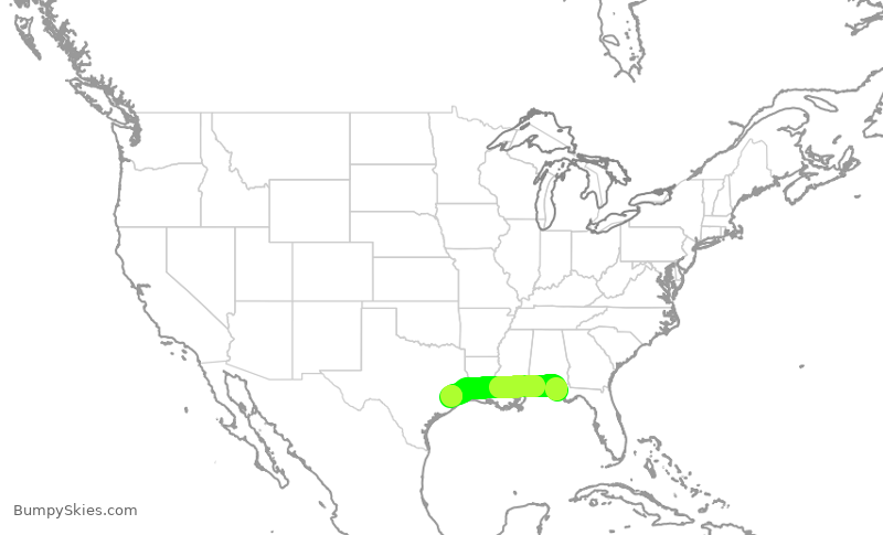 Turbulence forecast map for SWA621, ECP to HOU