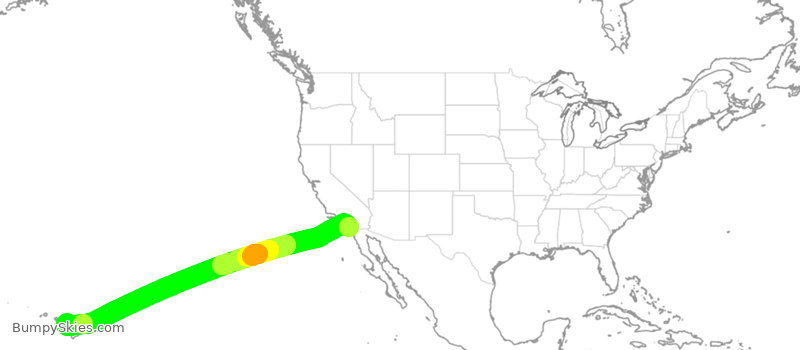 Turbulence forecast map for SWA623, SAN to OGG
