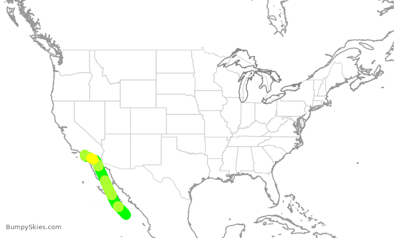 Turbulence forecast map for SWA625, MSD to SNA