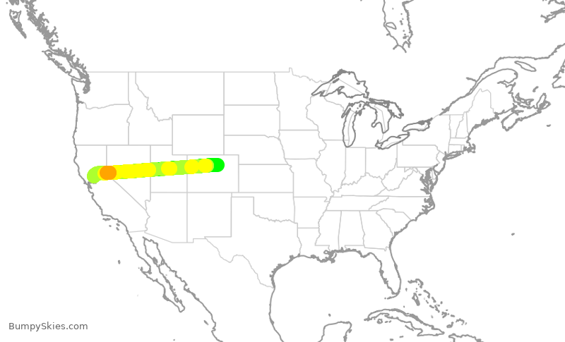 Turbulence forecast map for SWA636, DEN to SMF