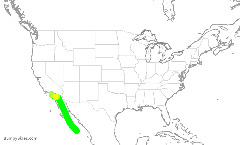 Turbulence forecast map for SWA641, SJD to SNA