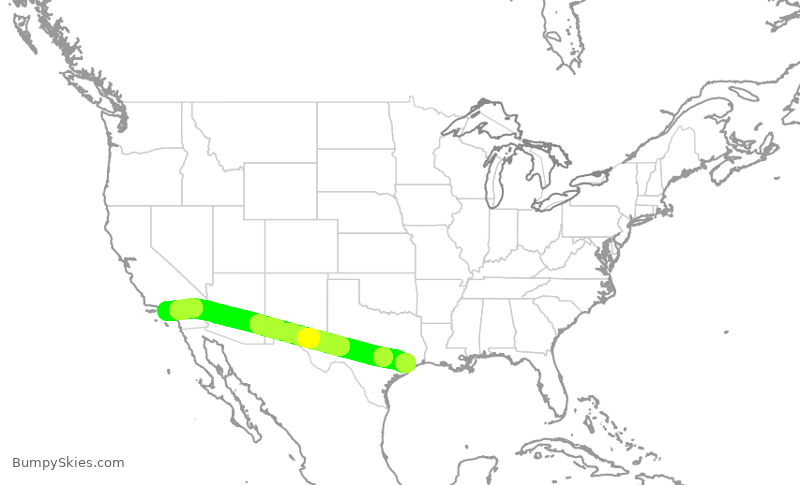 Turbulence forecast map for SWA642, HOU to LAX