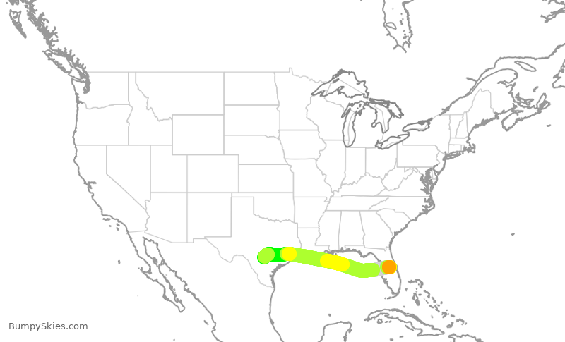 Turbulence forecast map for SWA648, MCO to SAT