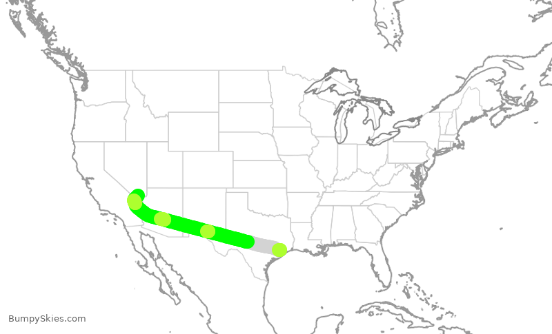 Turbulence forecast map for SWA652, HOU to LAS
