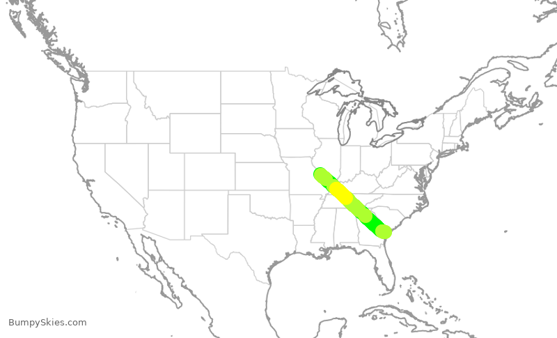 Turbulence forecast map for SWA654, STL to SAV