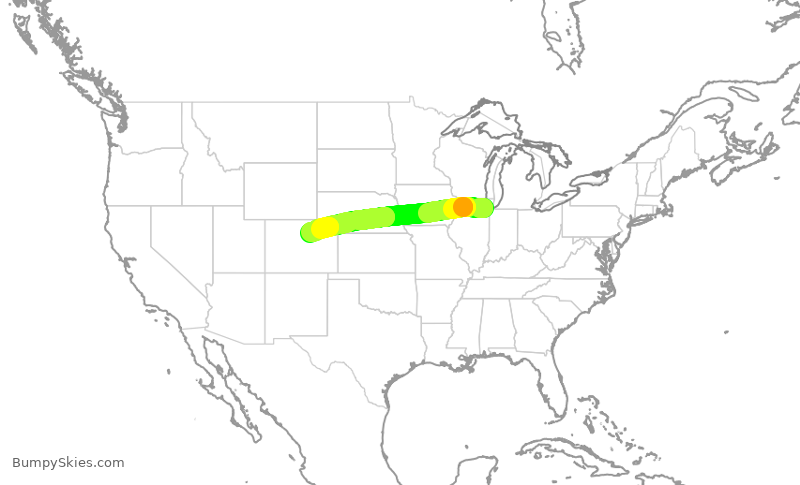 Turbulence forecast map for SWA655, MDW to DEN