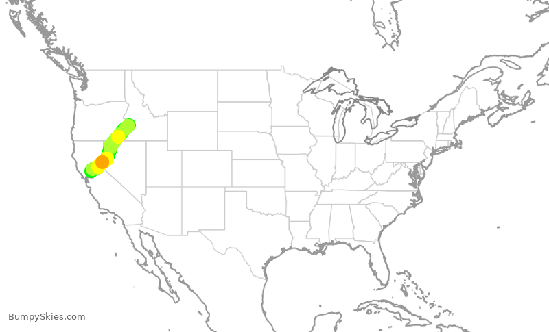 Turbulence forecast map for SWA656, BOI to SMF
