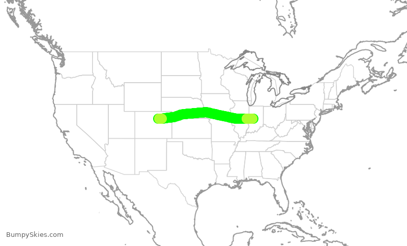 Turbulence forecast map for SWA657, DEN to IND