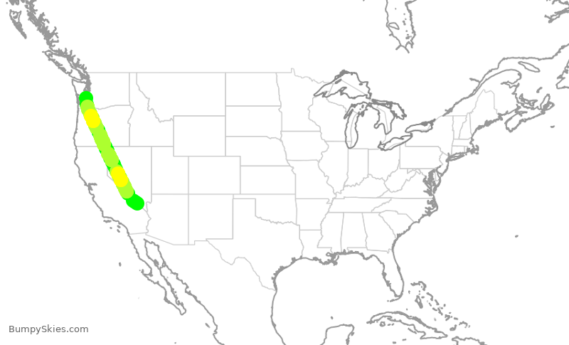 Turbulence forecast map for SWA657, LAS to SEA