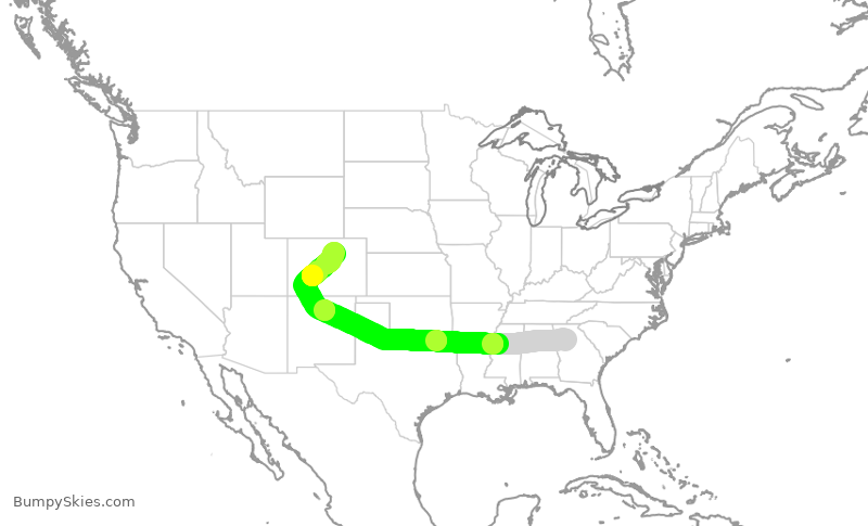Turbulence forecast map for SWA665, ATL to DEN