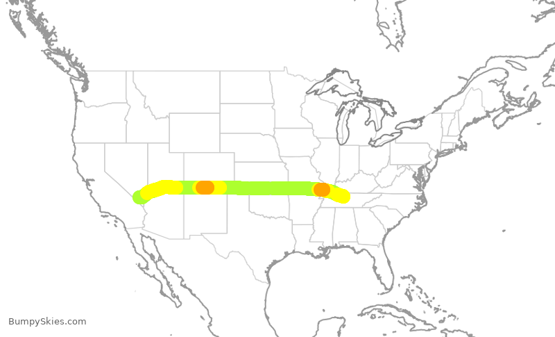 Turbulence forecast map for SWA665, BNA to LAS