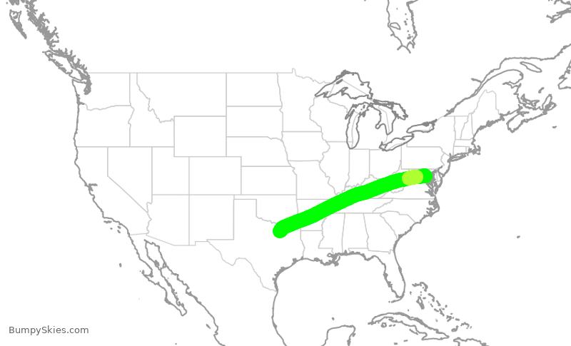 Turbulence forecast map for SWA665, DCA to DAL