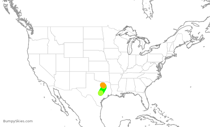 Turbulence forecast map for SWA668, AUS to DAL