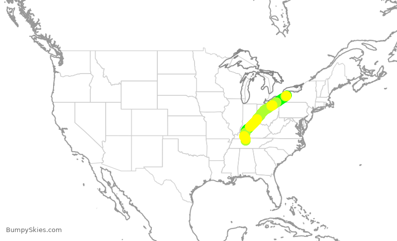 Turbulence forecast map for SWA668, BUF to BNA