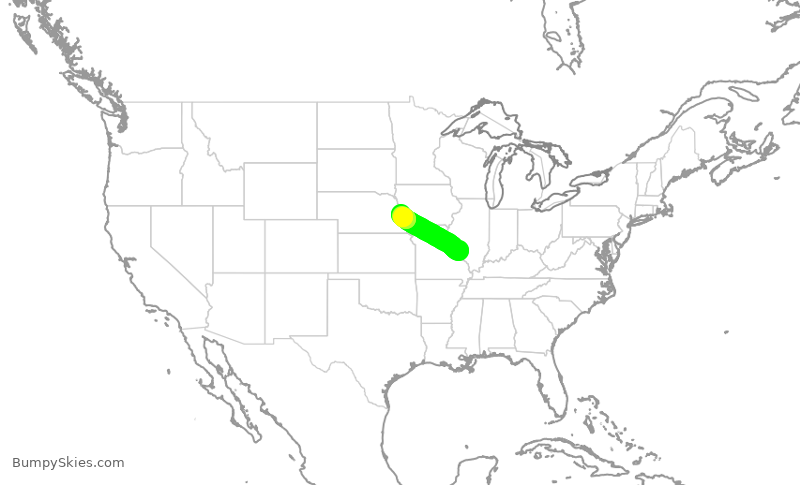 Turbulence forecast map for SWA668, STL to OMA