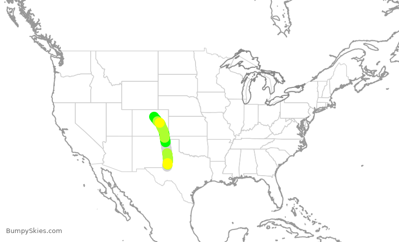 Turbulence forecast map for SWA672, MAF to DEN