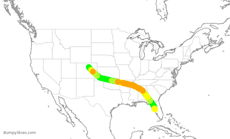 Turbulence forecast map for SWA678, TPA to DEN