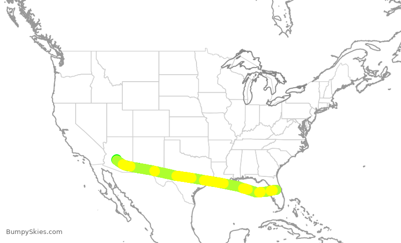 Turbulence forecast map for SWA679, MCO to PHX