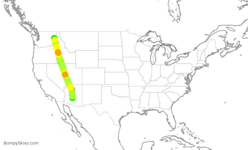 Turbulence forecast map for SWA681, PHX to GEG