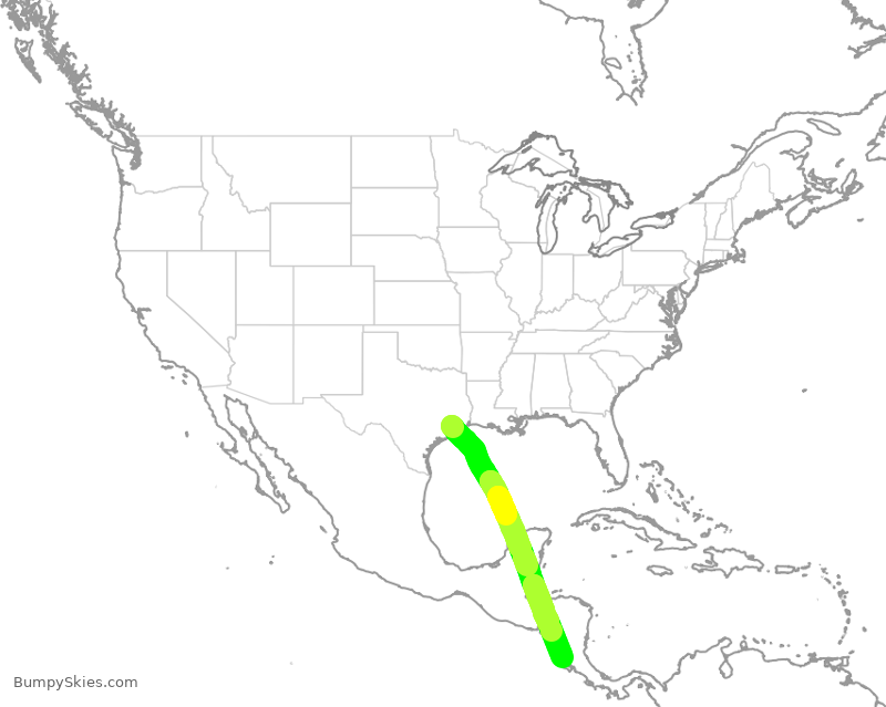 Turbulence forecast map for SWA691, HOU to LIR