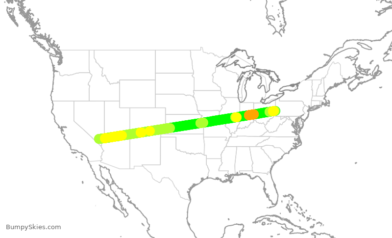 Turbulence forecast map for SWA694, LAS to PIT