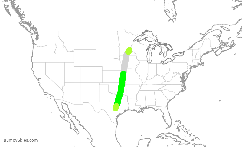 Turbulence forecast map for SWA695, MSP to AUS