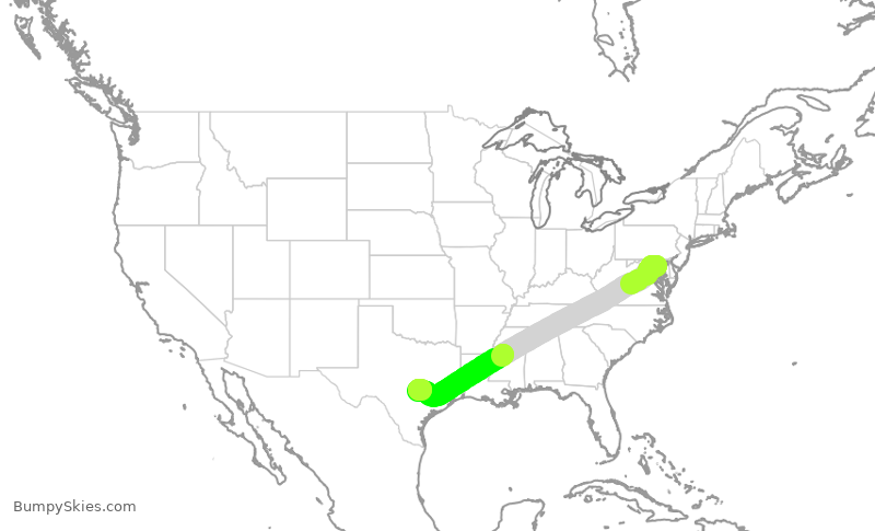 Turbulence forecast map for SWA700, BWI to AUS